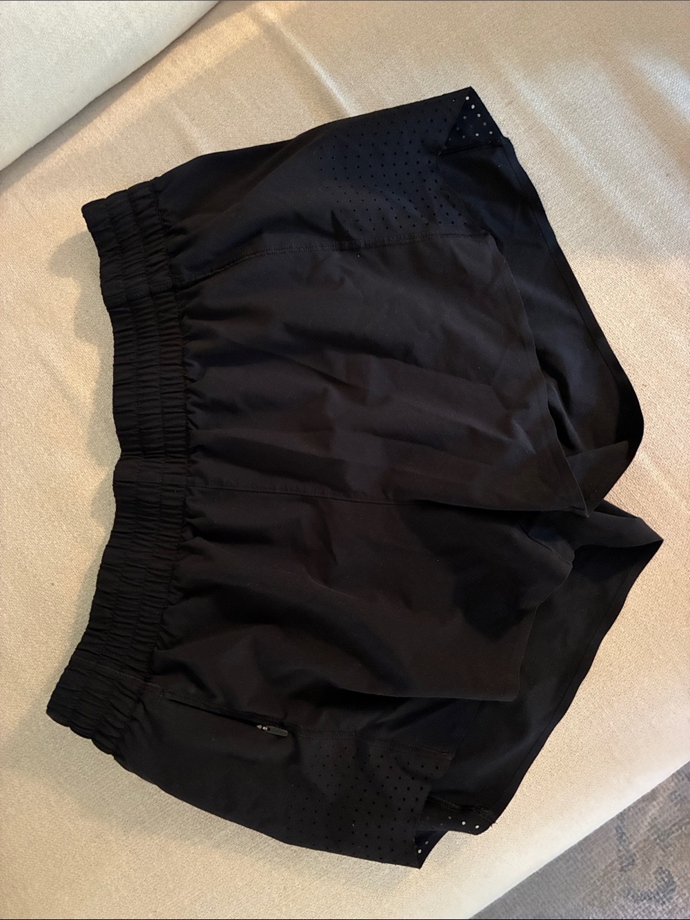 Athleta Black Perforated Running Shorts with Elastic Waist